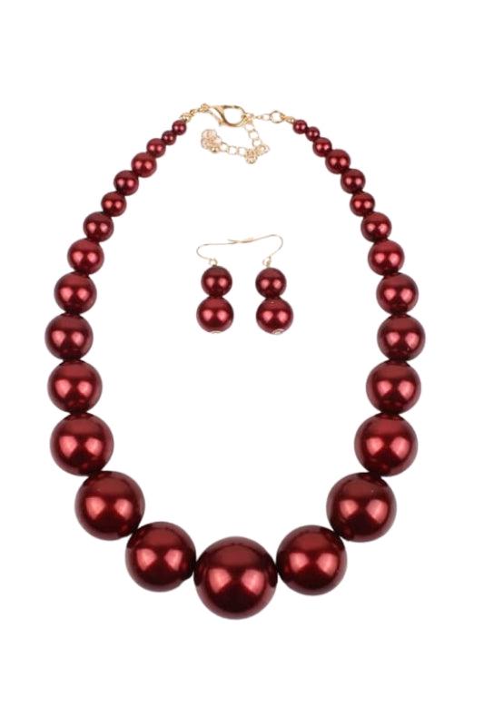 Beaded Pearl Statement Necklace Set